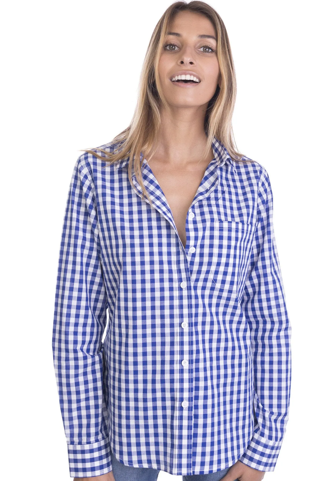 Gigi Blue Gingham Relaxed Cotton Shirt