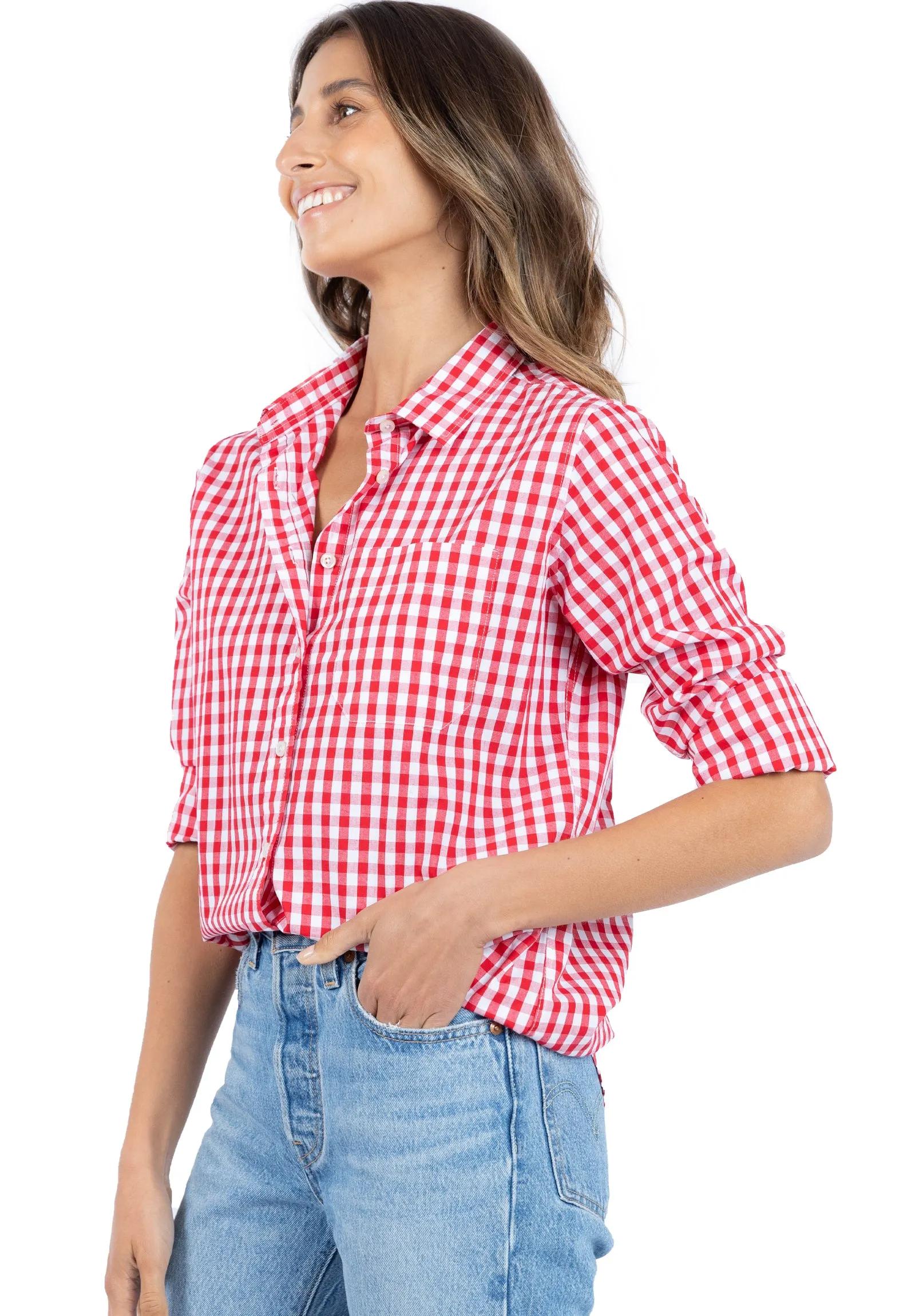 Gigi Red Gingham Relaxed Cotton Shirt