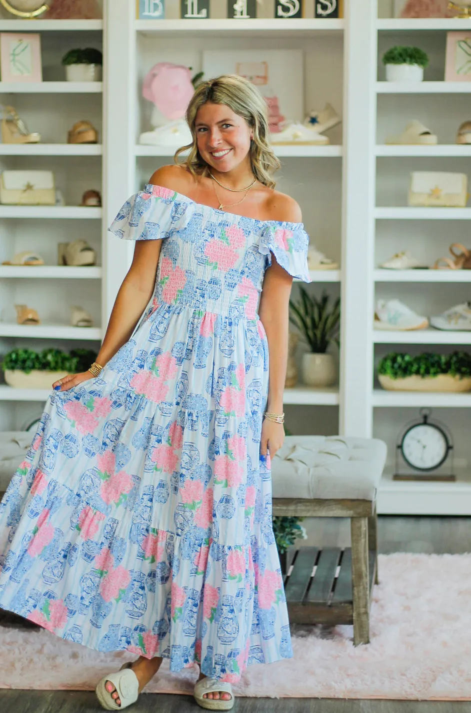 Ginger Jar Bouquet Smocked Dress