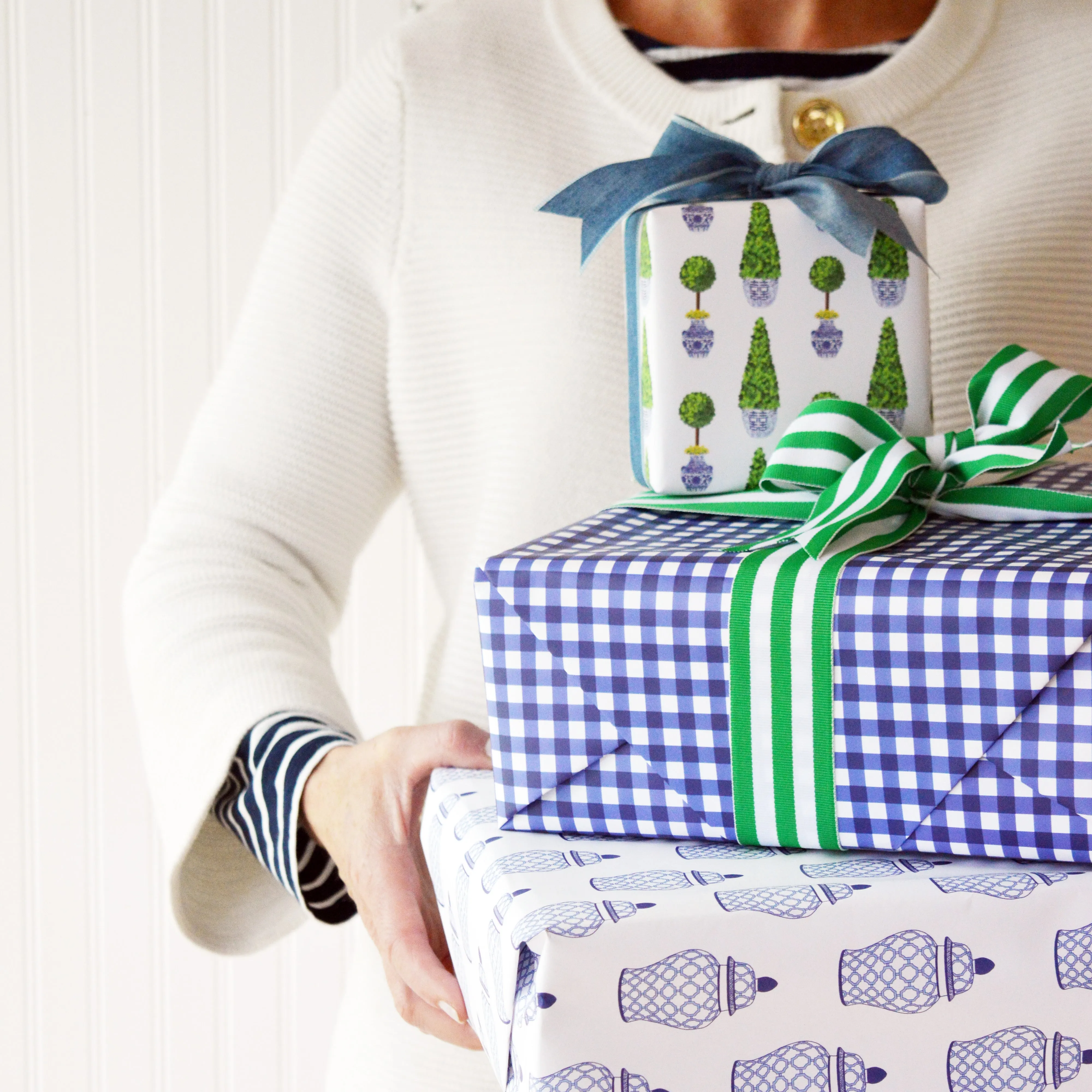 Gingham Check Gift Wrap Sheets | Navy Blue