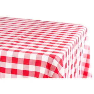 Gingham Checkered Rectangular Polyester Tablecloth 60"x102" - Red & White