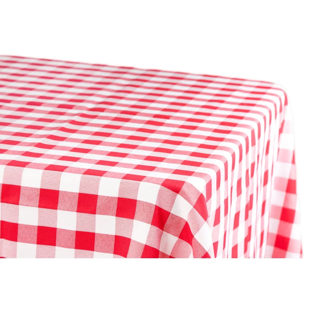 Gingham Checkered Rectangular Polyester Tablecloth 60"x120" - Red & White