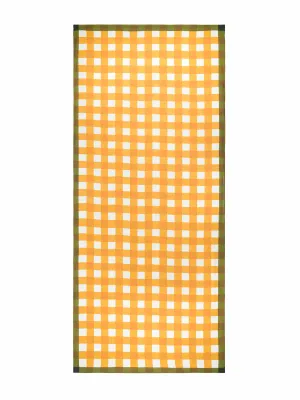 Gingham linen tablecloth in mustard yellow