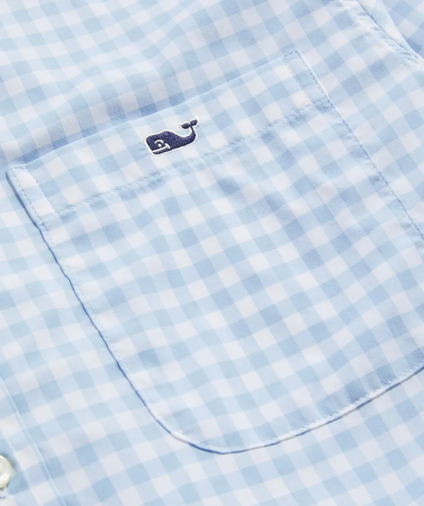 Gingham On-The-Go Nylon Shirt in Jake Blue Plaid by Vineyard Vines