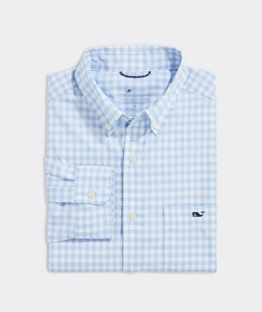 Gingham On-The-Go Nylon Shirt in Jake Blue Plaid by Vineyard Vines