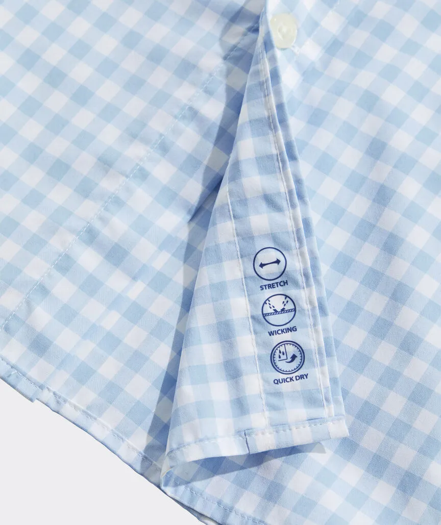 Gingham On-The-Go Nylon Shirt in Jake Blue Plaid by Vineyard Vines