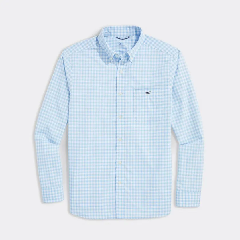 Gingham On-The-Go Nylon Shirt in Jake Blue Plaid by Vineyard Vines