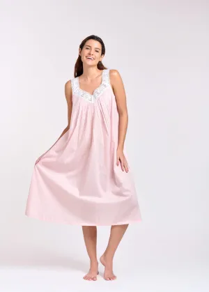 Gingham Print Cotton Nightie Pink