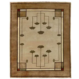 Ginkgo Beige Hand Knotted Wool Rug