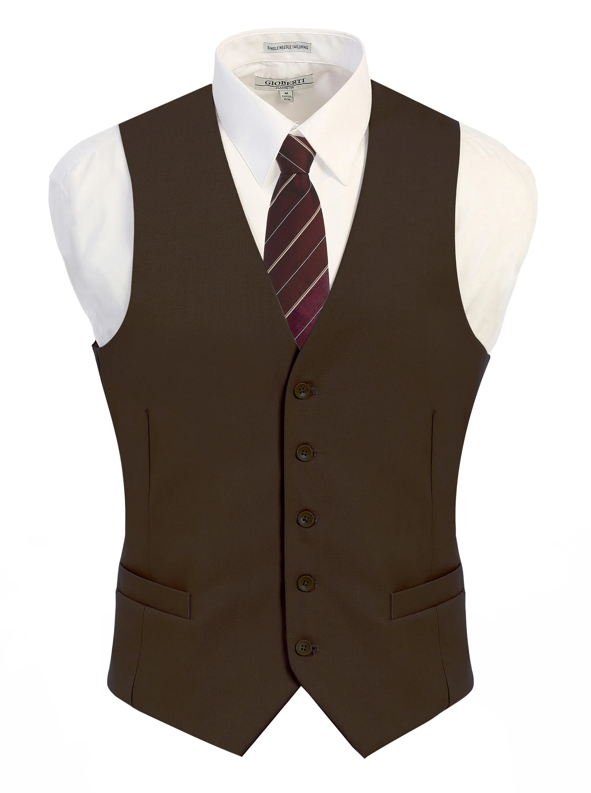 Gioberti Men's Dark Brown Formal Suit Vest