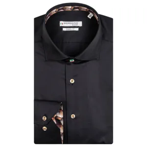 Giordano Fine Twill Cotton Modern Fit Semi Cutaway Shirt Black 327896