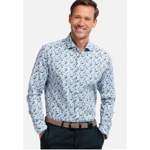 Giordano Wine Bottles Print Modern Fit Cotton Stretch Shirt Navy 427829