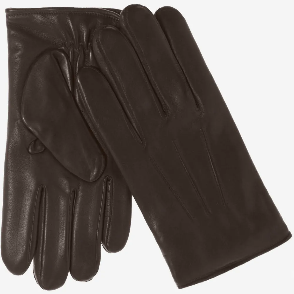 Giovanni (brown) - classic Italian lambskin leather gloves with cashmere lining