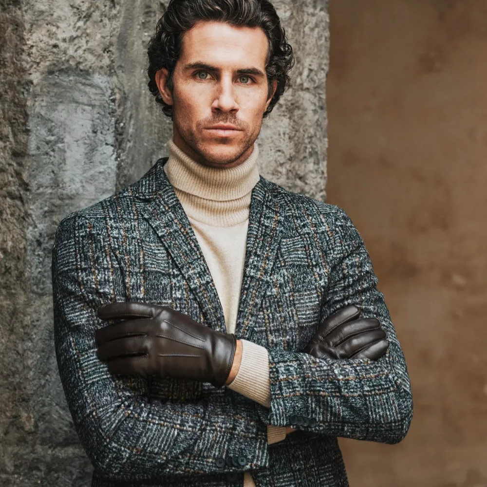 Giovanni (brown) - classic Italian lambskin leather gloves with cashmere lining