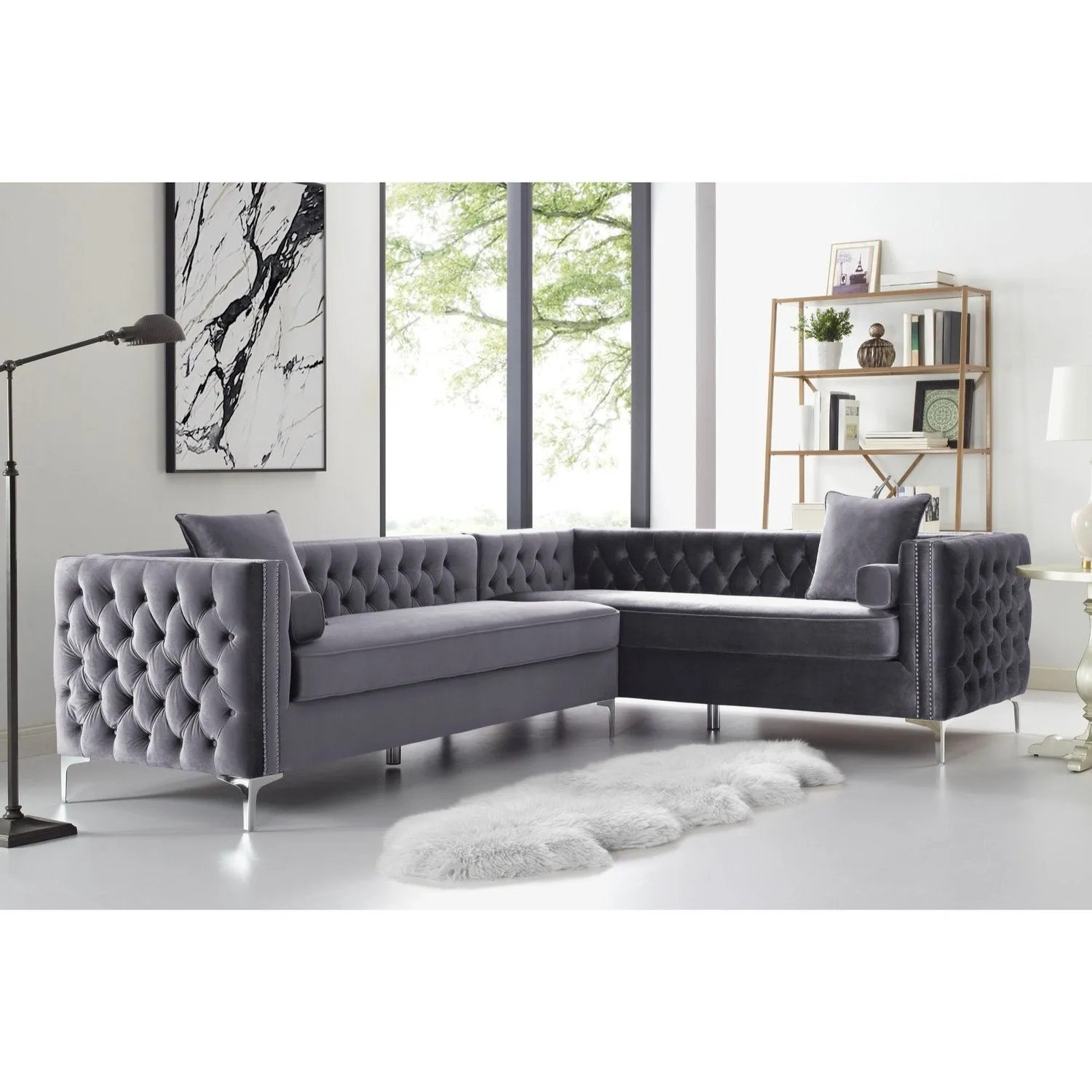 Giovanni Velvet Corner Sectional Sofa