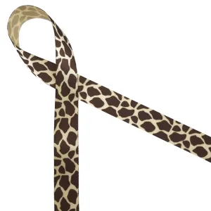 Giraffe Print ribbon on 5/8" tan single face satin