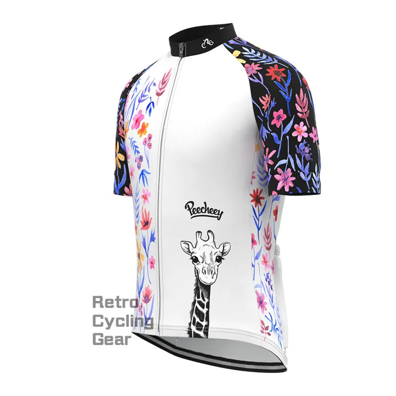 Giraffe with flowers Cycling Short Sleeves Cycling Jersey