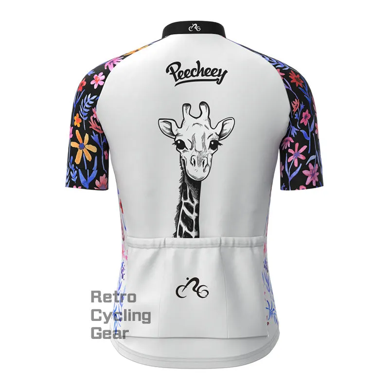 Giraffe with flowers Cycling Short Sleeves Cycling Jersey