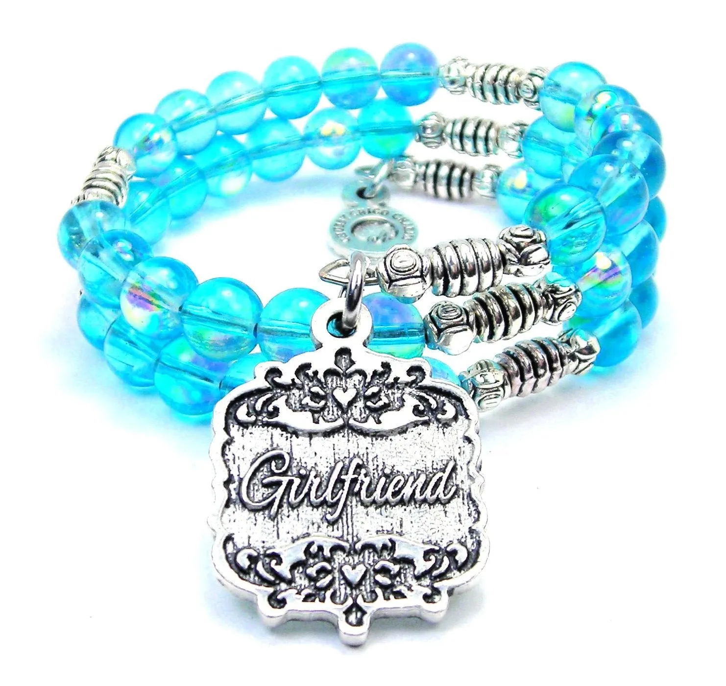 Girlfriend Victorian Scroll Sea Siren Ocean Glass Wrap Bracelet