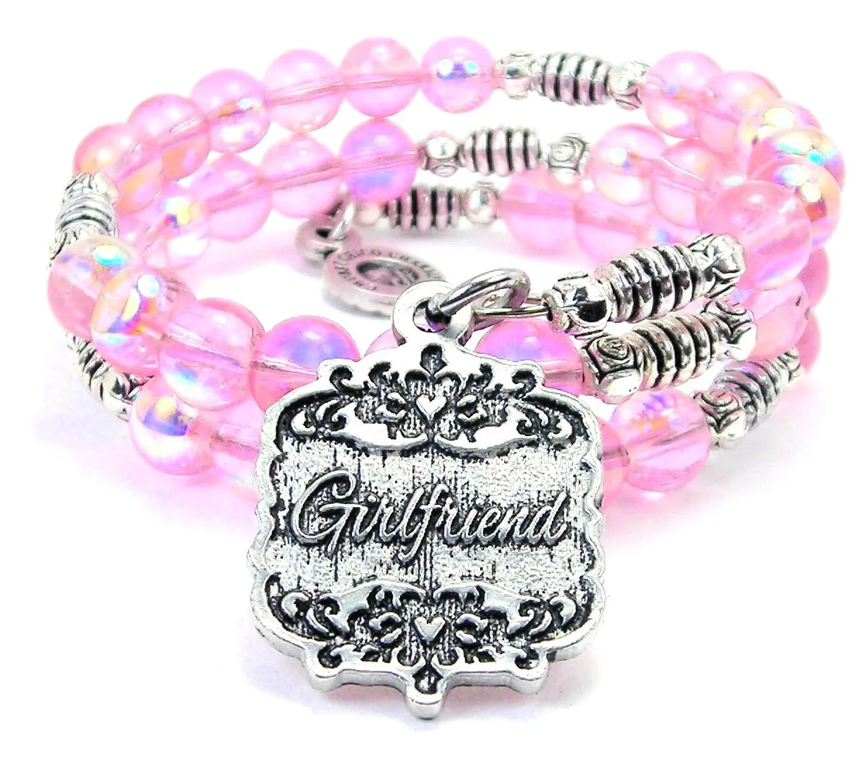 Girlfriend Victorian Scroll Sea Siren Ocean Glass Wrap Bracelet