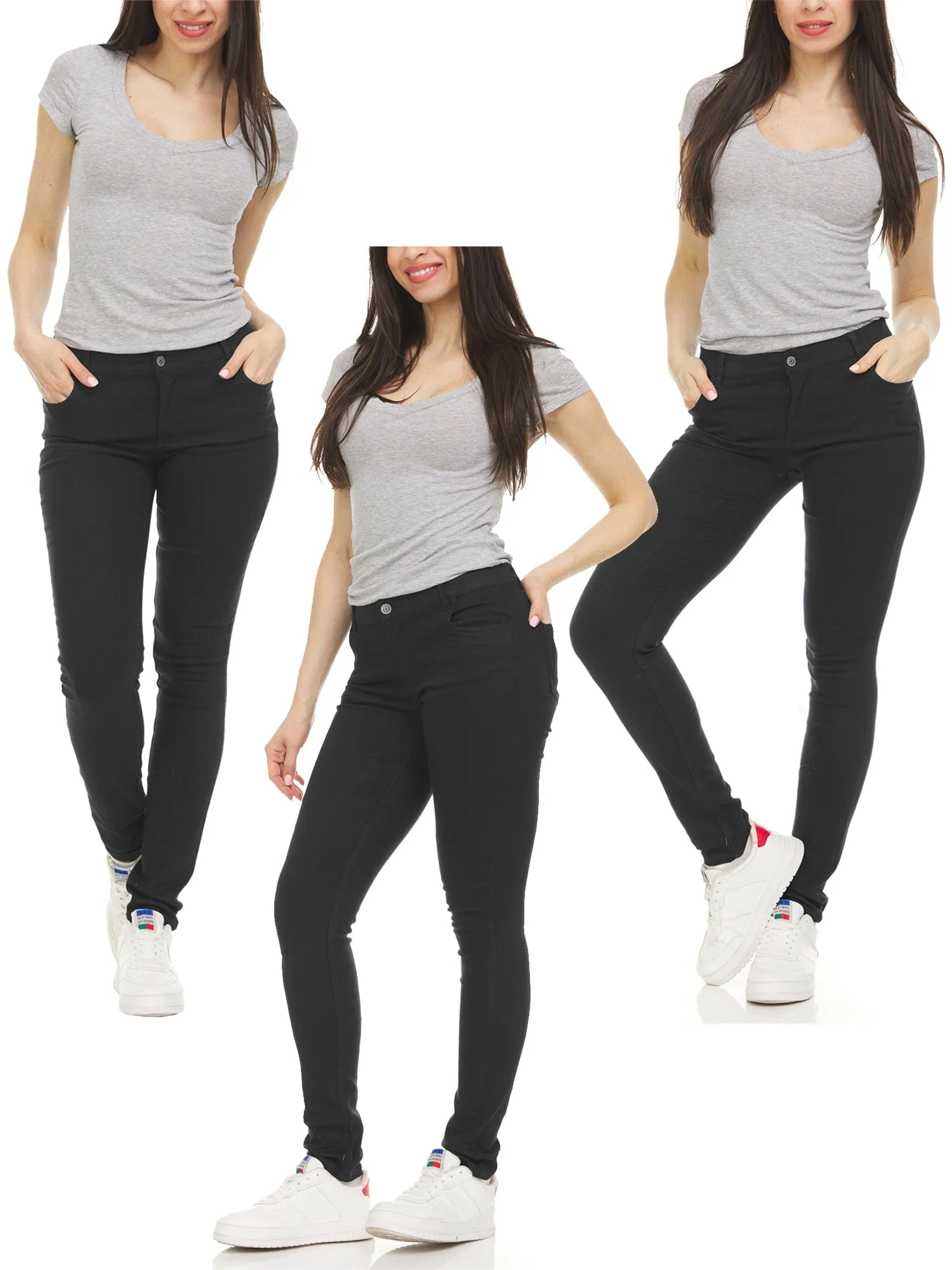 Girl's (3-PACK) Super Stretchy Skinny 5-Pocket Uniform Soft Chino Pants