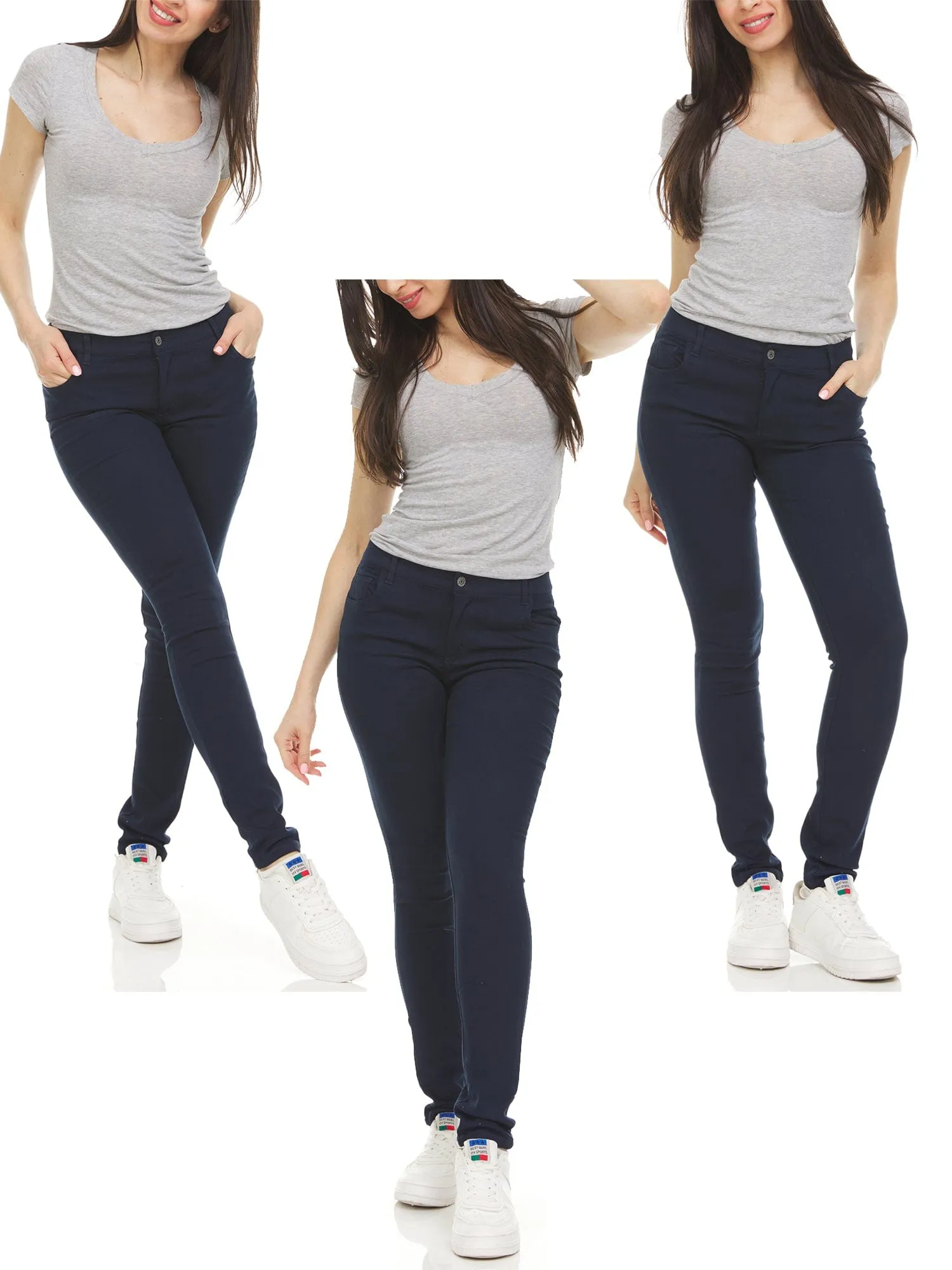 Girl's (3-PACK) Super Stretchy Skinny 5-Pocket Uniform Soft Chino Pants