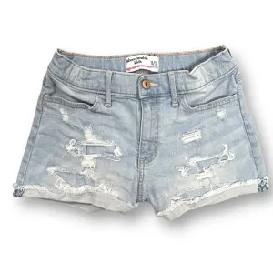 Girls Abercrombie Kids Size 11/12 Light Blue Distressed Denim High Rise Shorts