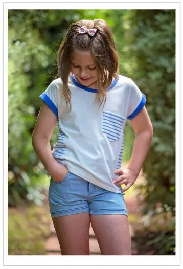 Girls & toddler summer shorts sewing pattern SANDY BAY SHORTS, sizes 2 to 14 years