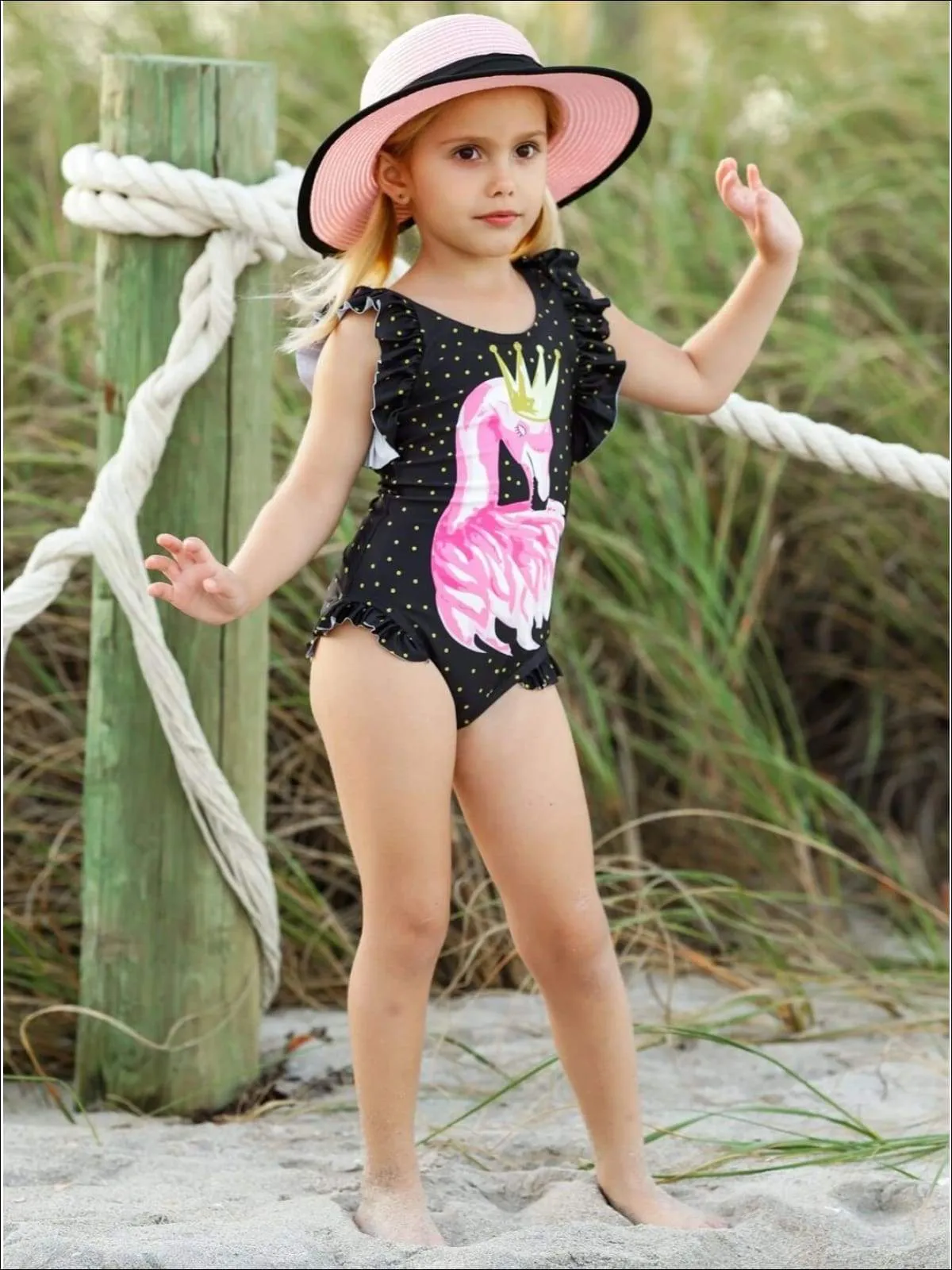 Girls Be Yourself, Unless You can Be a Flamingo One Piece Swimsuit