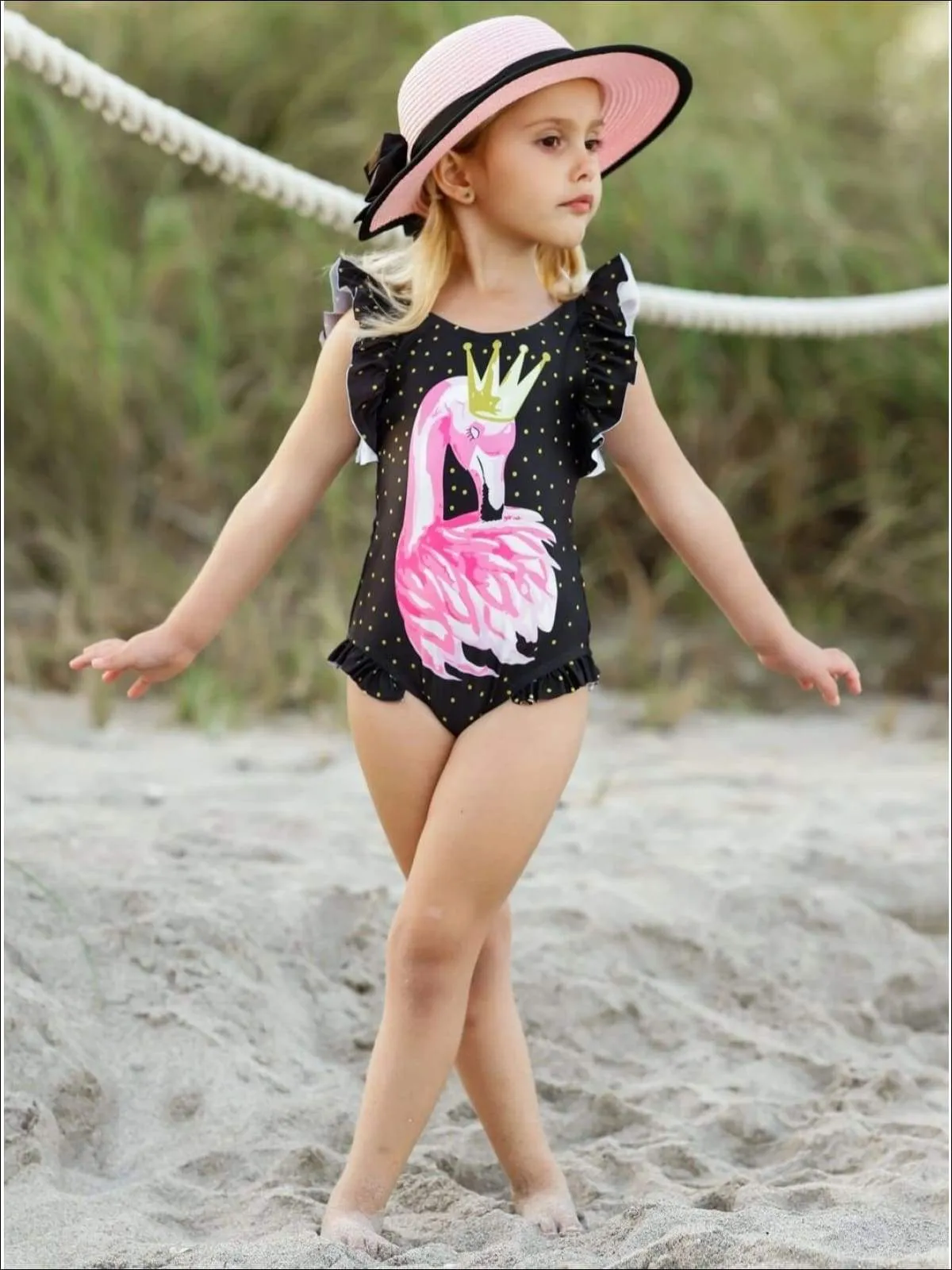 Girls Be Yourself, Unless You can Be a Flamingo One Piece Swimsuit