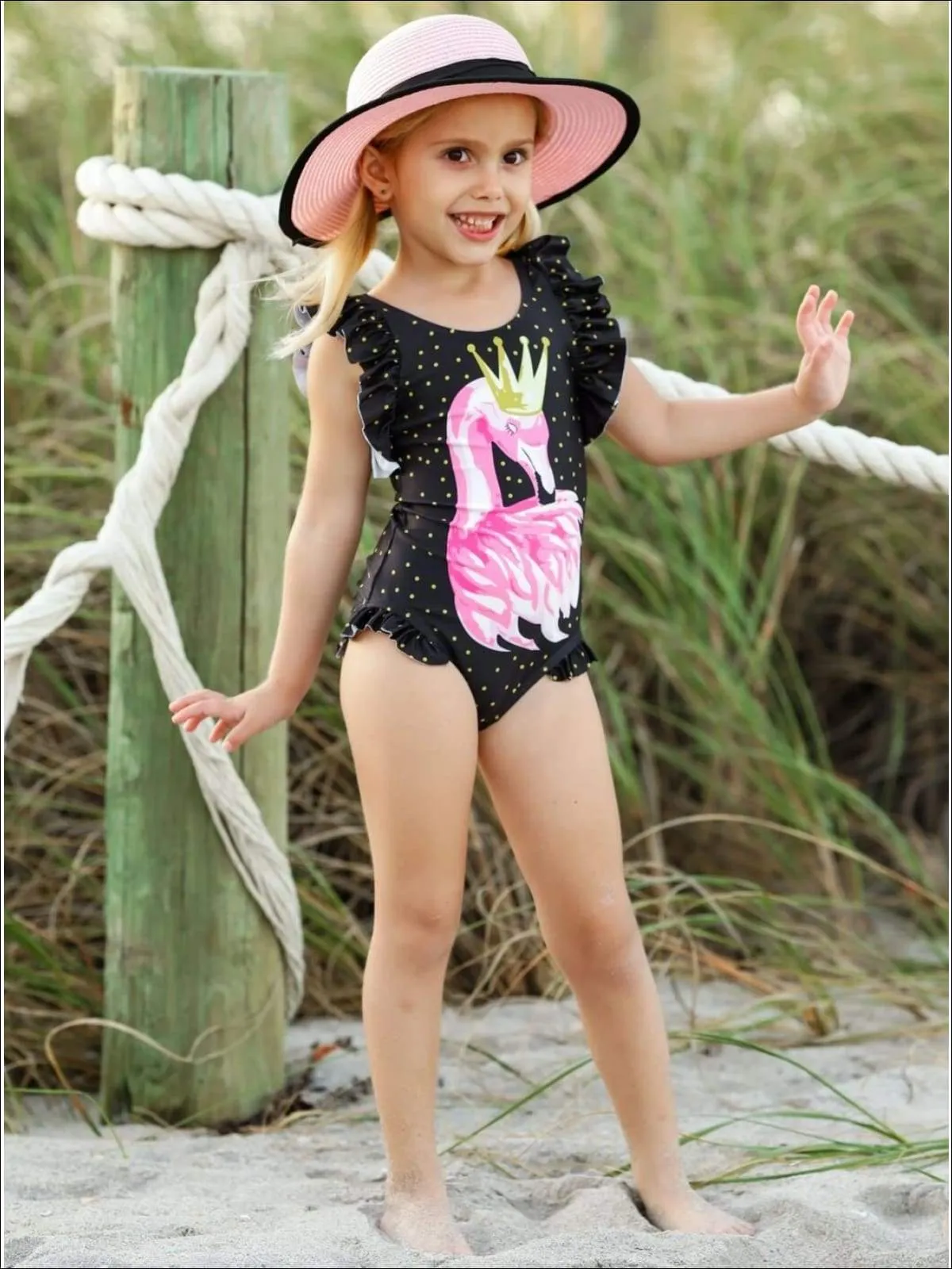 Girls Be Yourself, Unless You can Be a Flamingo One Piece Swimsuit