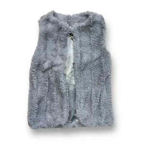 Girls Beautees Size 4 Light Gray Faux Fur Fashion Vest