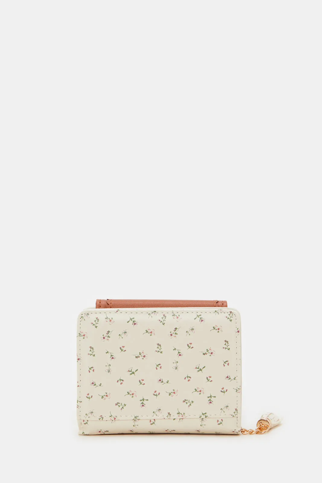 Girls Beige Floral Printed Purse