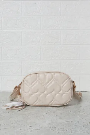 Girls Beige Quilted Crossbody Bag