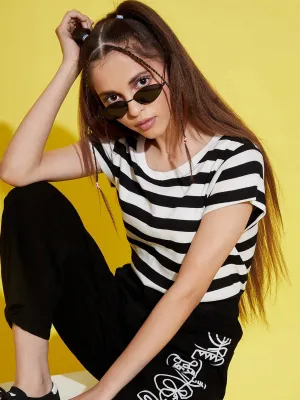 Girls Black & White Stripes T-Shirt - Lyush Kids