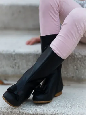 Girls Black Bow Front Boots  By Liv and Mia