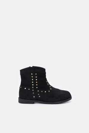 Girls Black Studded Chelsea Boots