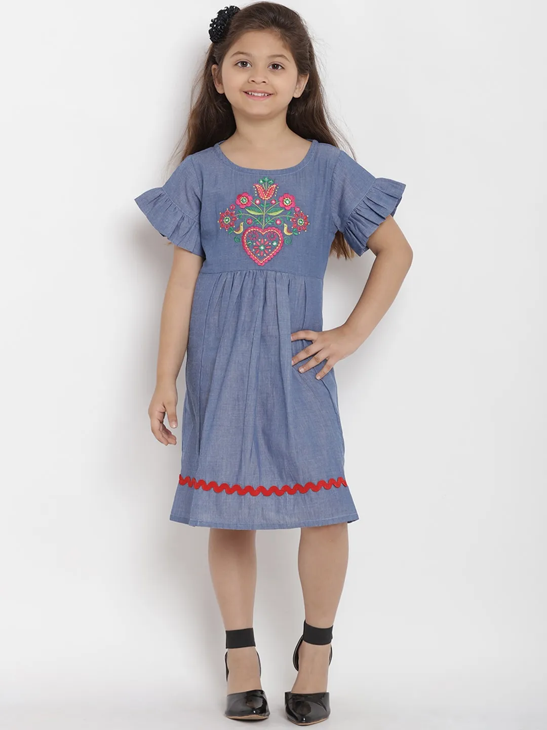 Girls Blue A-Line Dress