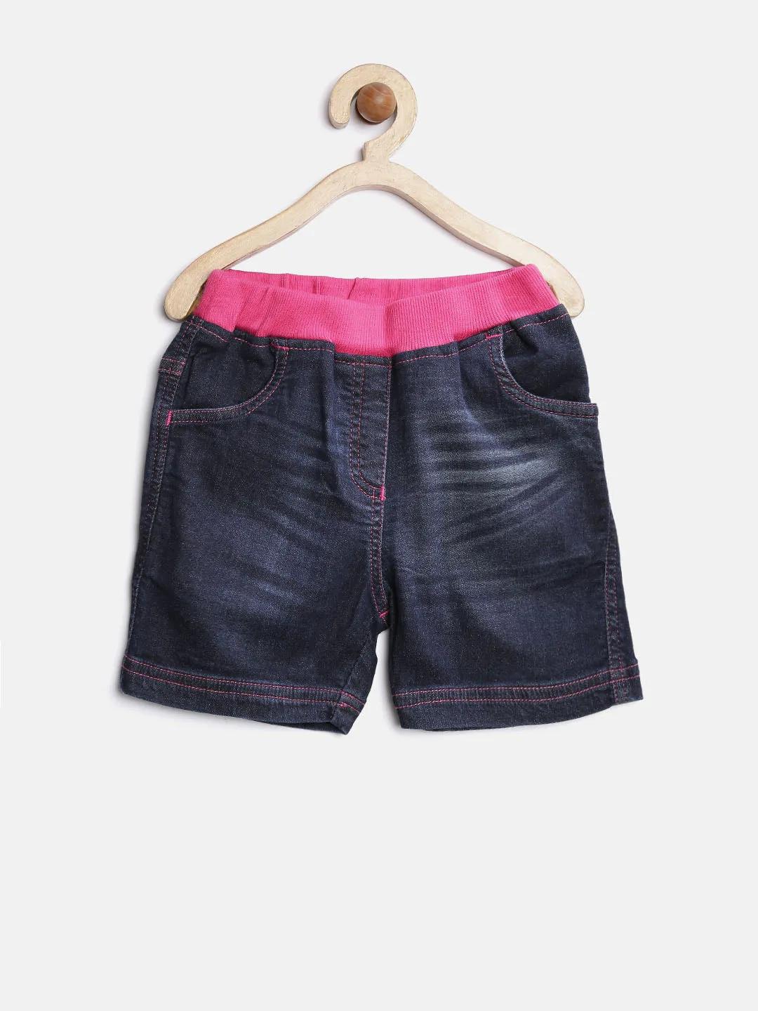 Girl's Blue Denim Jeans With Red Waistband - StyleStone Kid