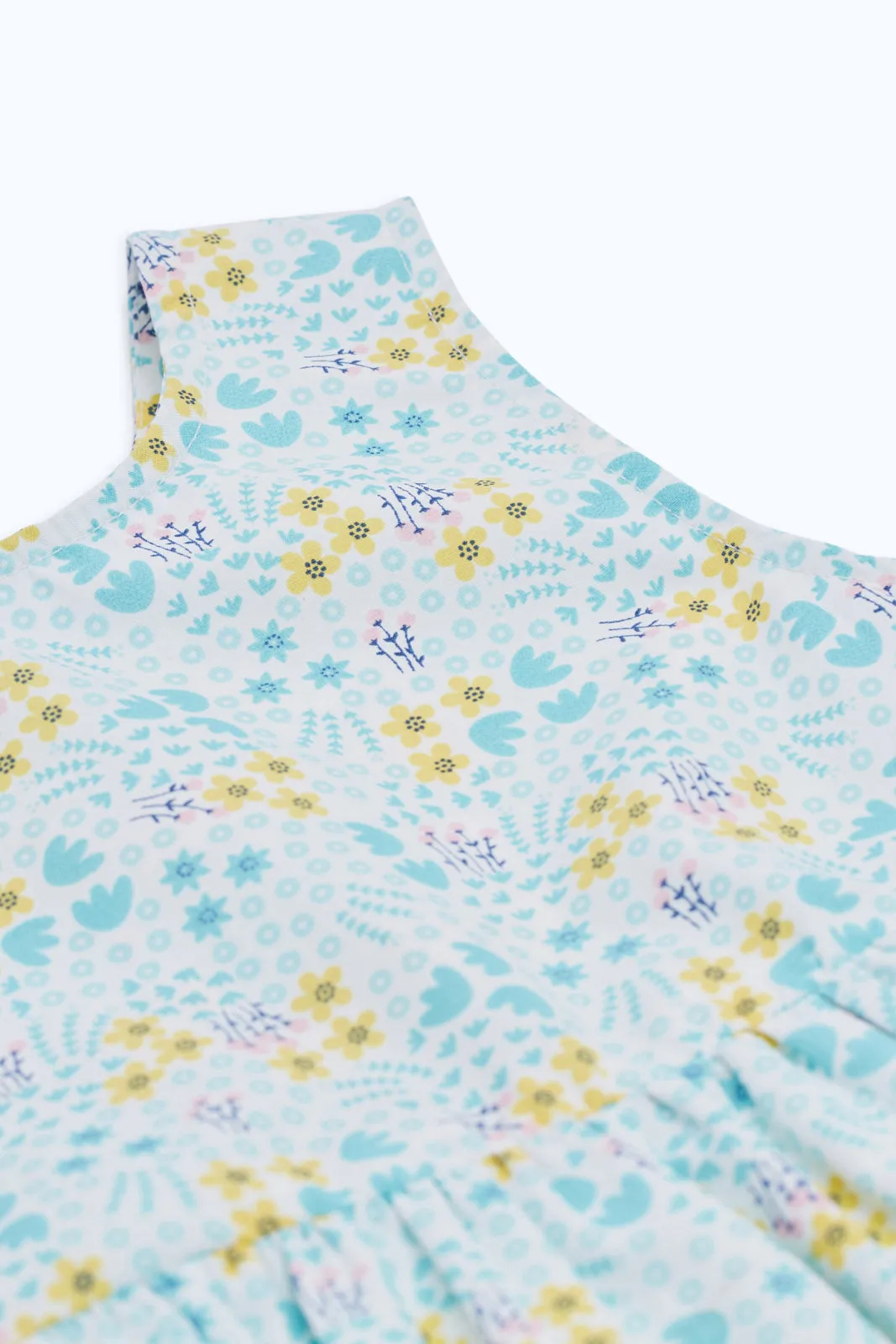 Girls Blue Floral All Over Print Dress