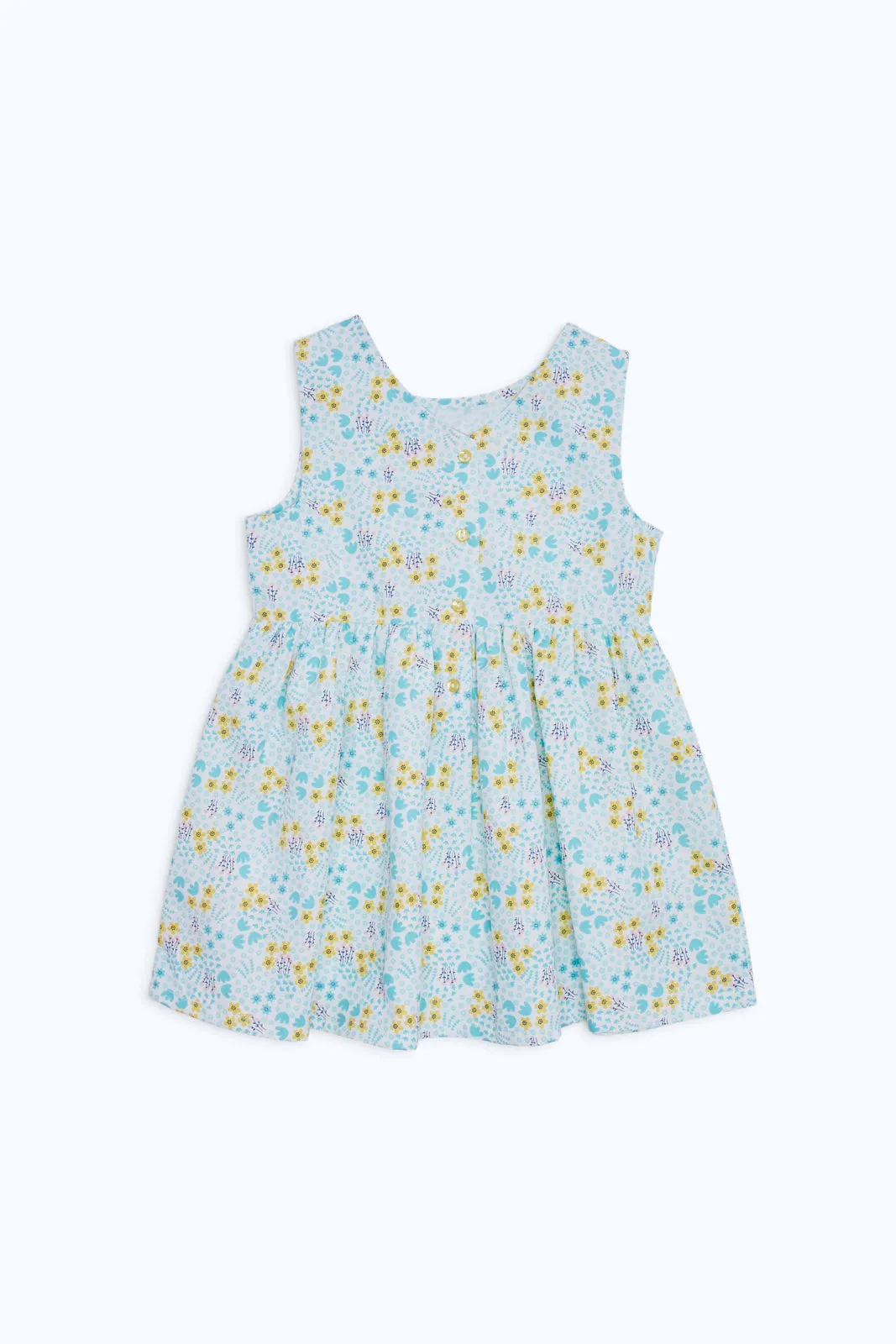 Girls Blue Floral All Over Print Dress