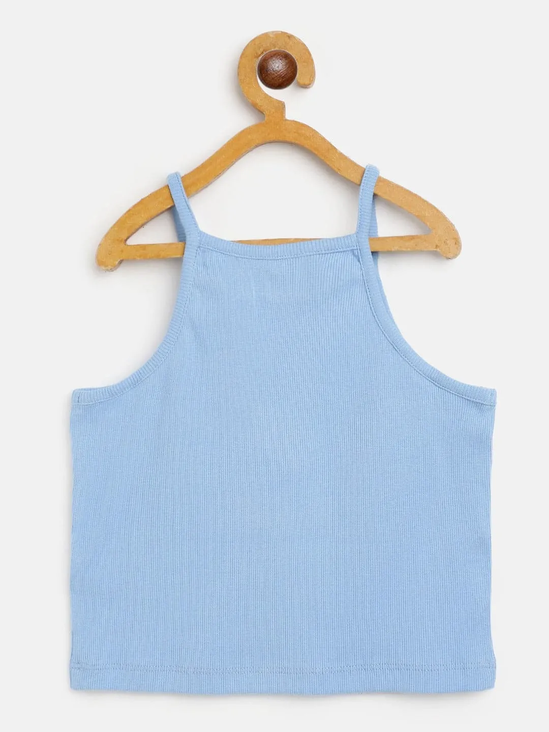 Girls Blue Rib Strappy Crop Top - Lyush Kids