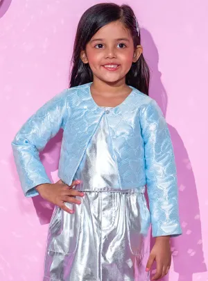 Girl's Blue Shimmer Rockstar Shrug - Lil Drama