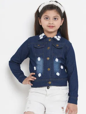 Girls Blue Solid Lightweight Denim Jacket - Bitiya By Bhama