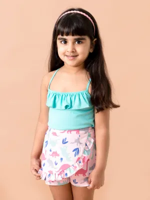 Girls Blues Pink Printed Top With Shorts - Ps Peaches