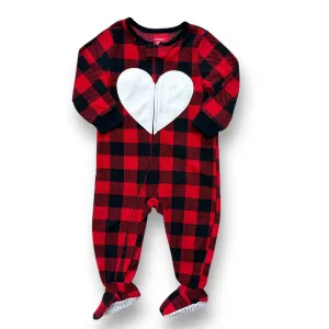 Girls Carter's Size 12 Months Red & Black Checkered Fleece Footie Pajamas