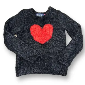 Girls Children's Place Size 4 Black & Red Heart Fuzzy Sweater