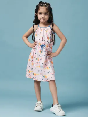 Girls Cotton Floral Printed A-Line Dress - Ps Peaches