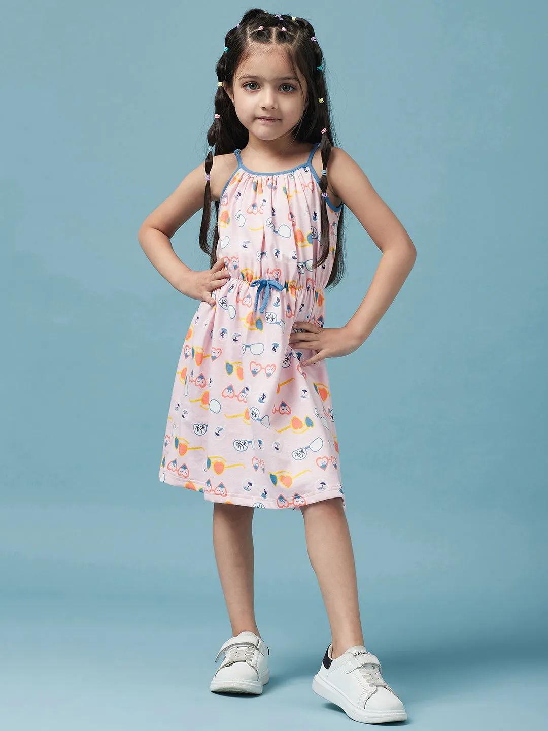 Girls Cotton Floral Printed A-Line Dress