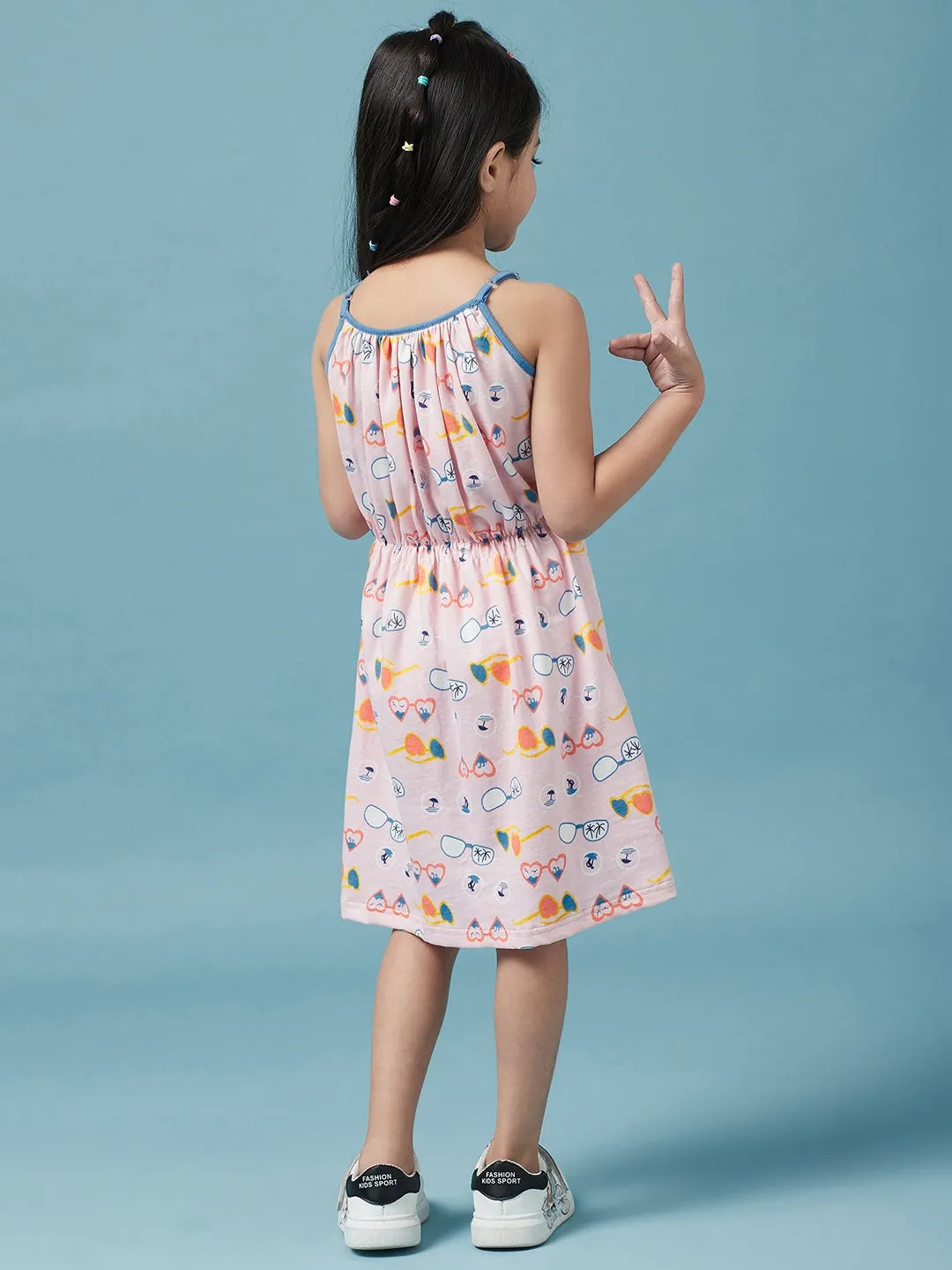 Girls Cotton Floral Printed A-Line Dress